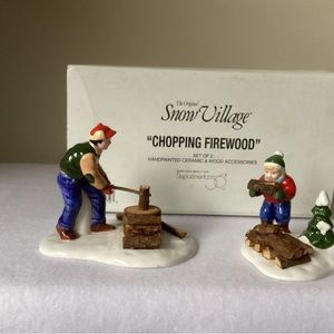 Dept 56 Snow Village Chopping Firewood